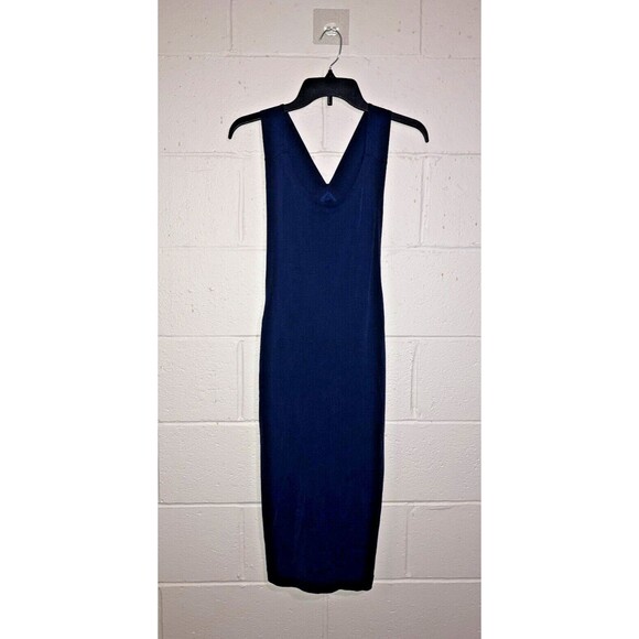 Donna Karan Active Midi-length Dress Womens Round-Neck Stretch Size XS Navy - Picture 1 of 16
